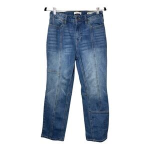 Cleo + Wolf High Rise Straight Jeans Womens Size 27 Front Seam Stretchy Zip Fly